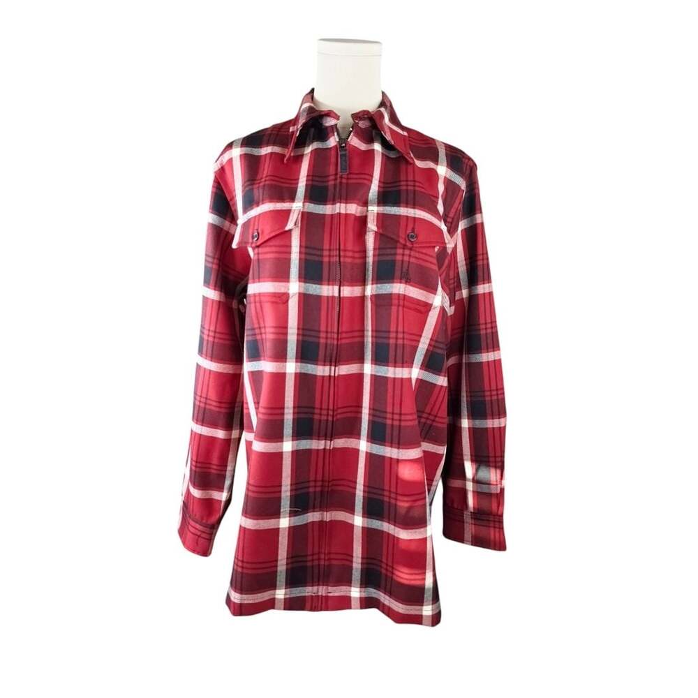 Lauren Ralph Lauren Women's Red Plaid 100% Wool Full Zip Shirt Jacket Sz. L